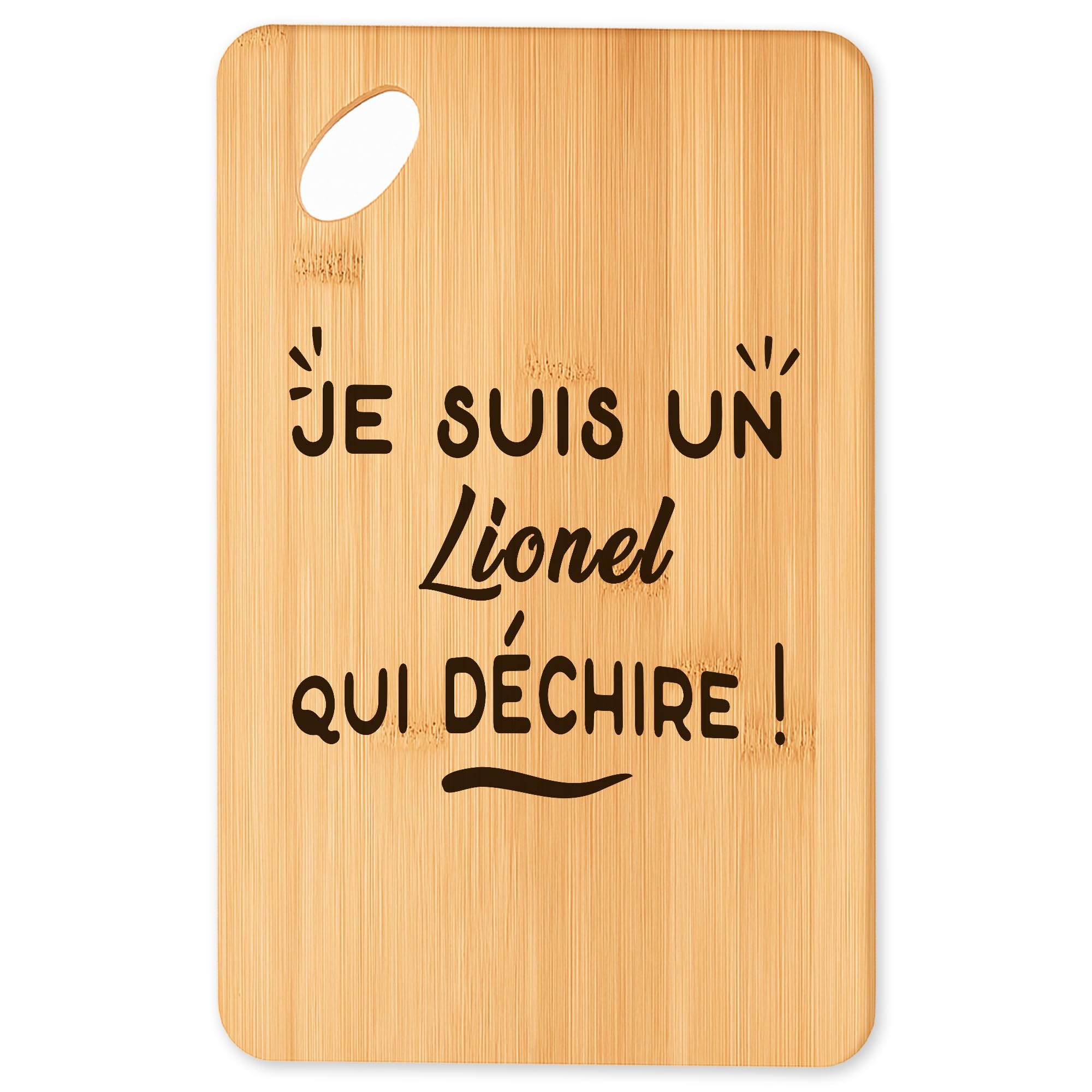 Cadeau original cuisine : planche Lionel en bambou pour l'apéro