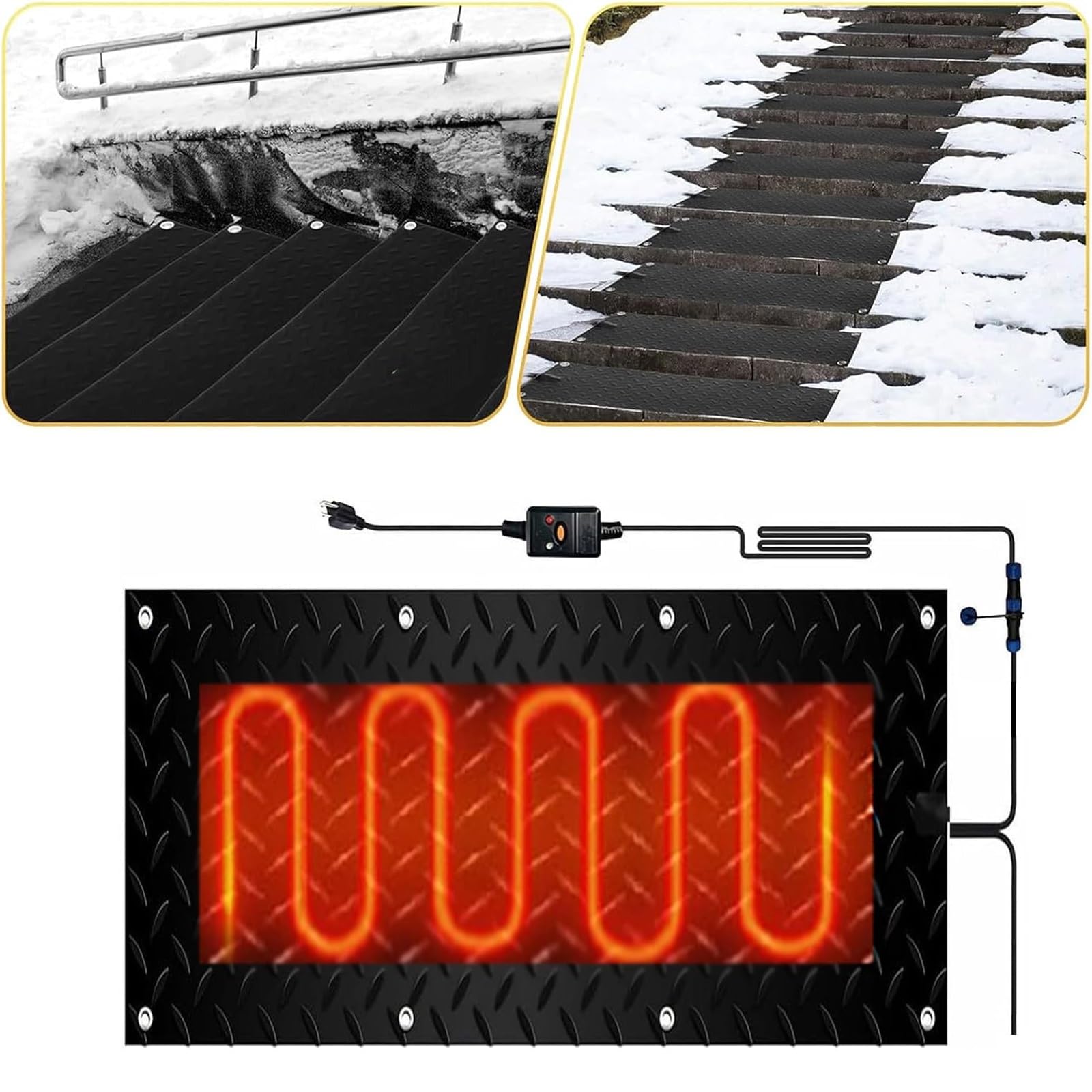 Tapis de Fonte de Neige extérieur - Dispositif antidérapant en PVC pour l'hiver | Fonte Efficace de la Glace pour Les escaliers, Les toits et Les allées (30 x 150 cm x 1 pièce)