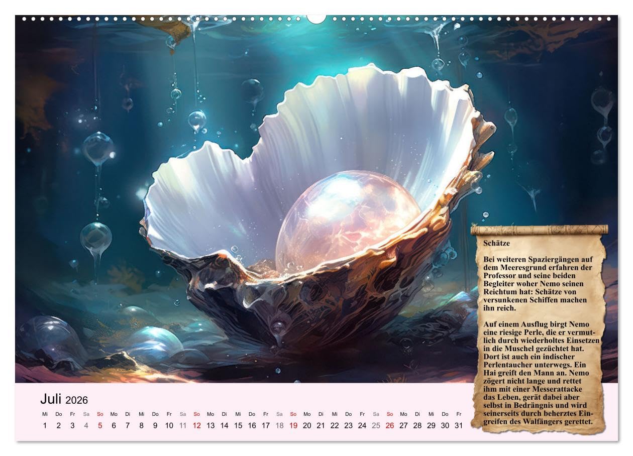 Reise unter dem Meer (hochwertiger Premium Wandkalender 2026 DIN A2 quer), Kunstdruck in Hochglanz: nach einem Roman von Jules Verne (CALVENDO Wissenschaft)