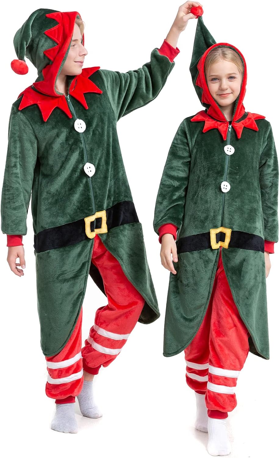 HSCTEK Kids Christmas Flannel Onesie with Hood Boys Girls - Image 2