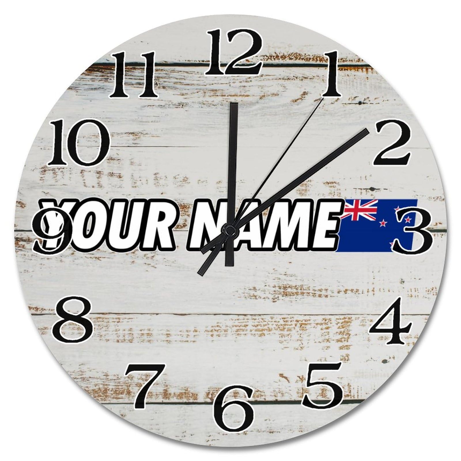 Horloge murale en bois Nouvelle-Zélande 38cm personnalisable salon