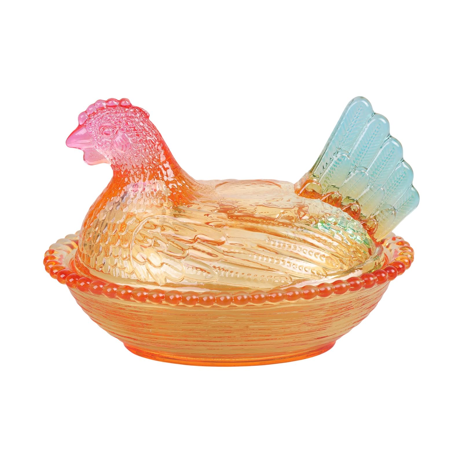 Kaeltsyn Hen on Nest Glass Candys Jar with Lid Crystal Glasses Candys Dishes Decorative Candy Jars Snacks Bowl Table Decorations Glass Hen Candy