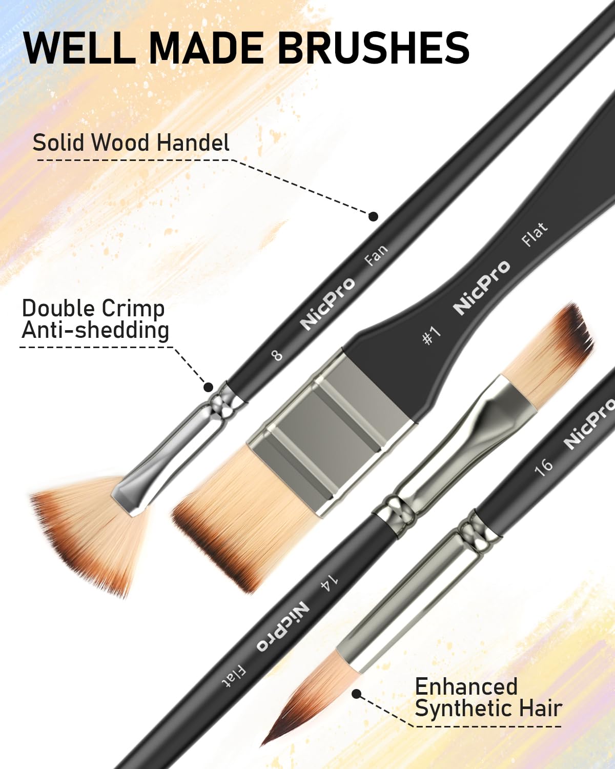 Set 8 Pennelli Acquerello Di Alta Qualità - Setole Sintetiche