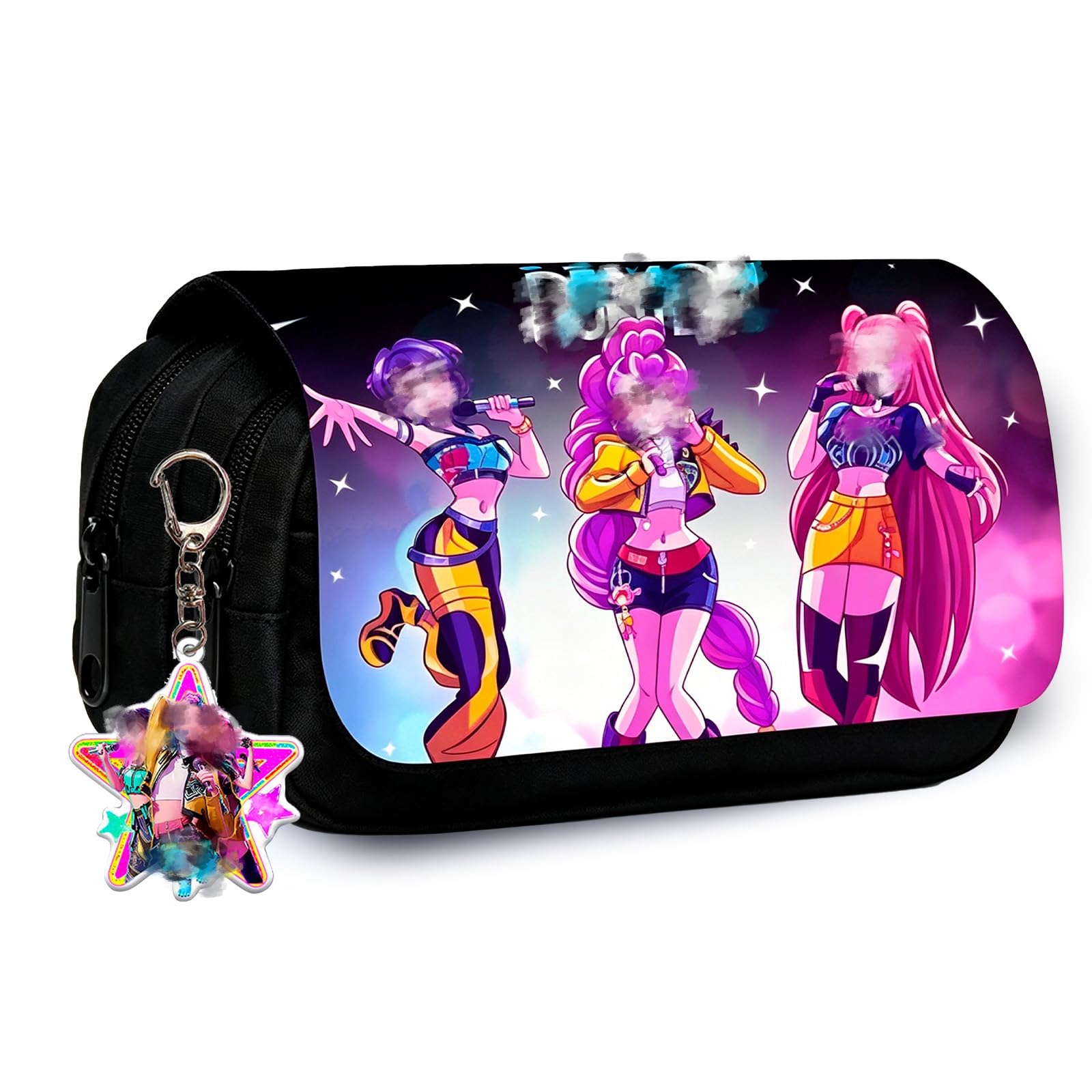yumcute Pencil Case Large Capacity Pen Bag with Zipper Keychain Double-Layer Pencil Case School Supplies with Stationery School Supplies for Kids Teenage Gifts for Boys Girls