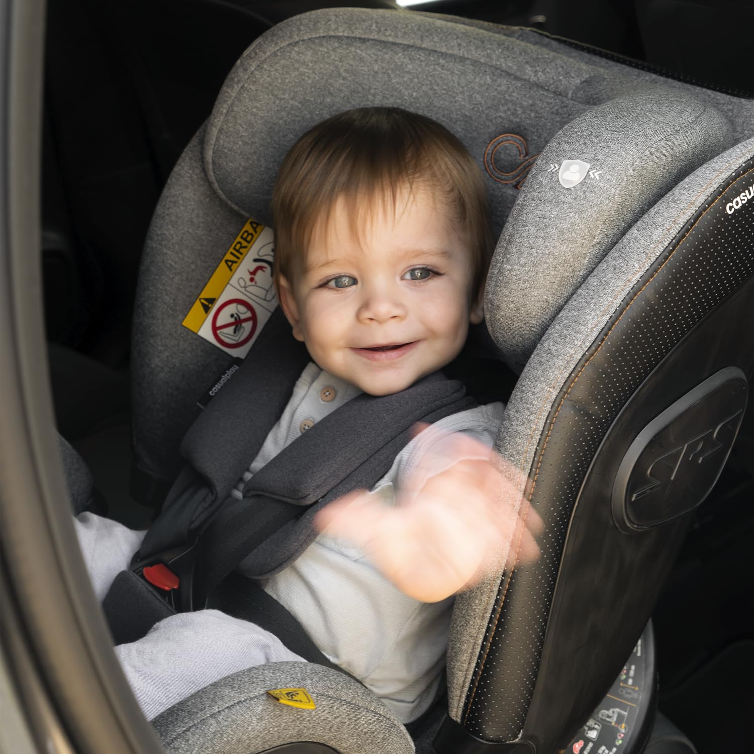 Casualplay - Silla de coche bebé Kora i- Size giratoria con isofix y pata de apoyo, grupo 0 1 2 3 de 0 a 12 años o de 40 a 150 cm altura y apta para llevar a contramarcha hasta los 105cm (Deep grey)
