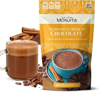 La Monjita Traditional Mexican Chocolate Mix Powder Drink – Classic Southern Blend of Cacao, Cinnamon & Sugar (1kg / 35.2oz Pouch)