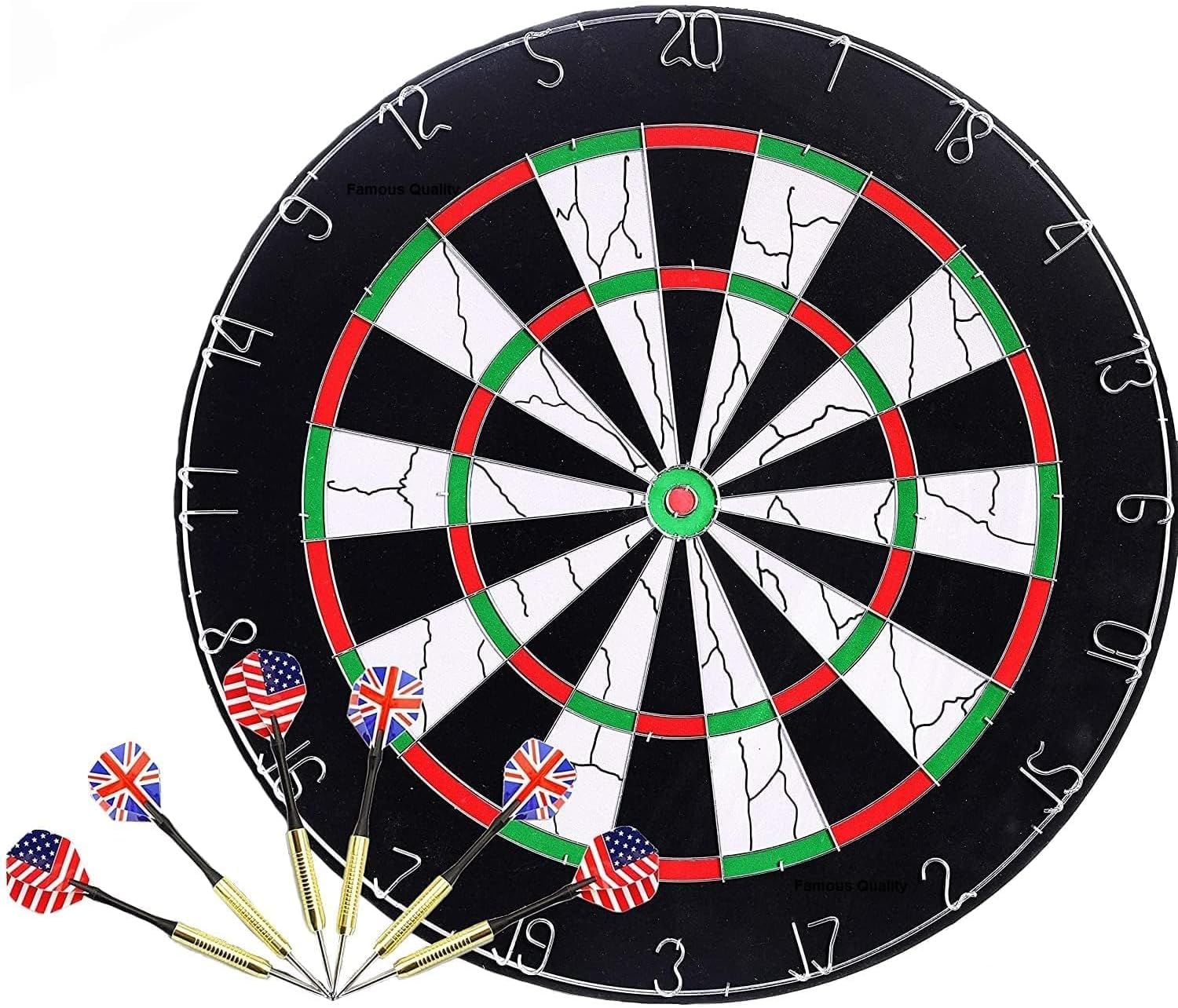 Famous Quality Special Metal Wiring tip 18'' Double Faced Flock Printing Thickening Family Game Dart Board with 6 Needle - (18 x 18'' inch)- Multi Color, Pack of 1 Set