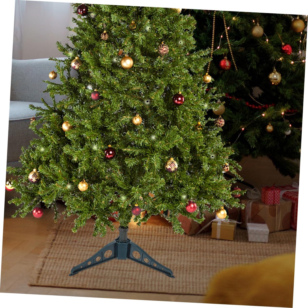 4pcs Christmas Tree Stand Christmas Tree Bracket Easy Installation Green Base Center Hole Sturdy Support for Holiday Decor