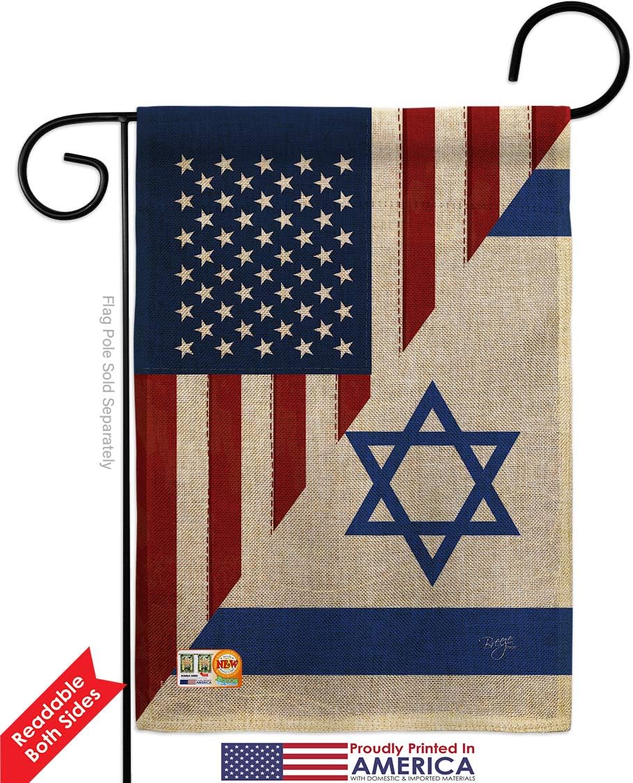US Israel Friendship GF Burlap Garden Flag Regional USA American Alliance World Country Particular Area Small Decorative Gift Yard House Banner Double-Sided Made In 13 X 18.5