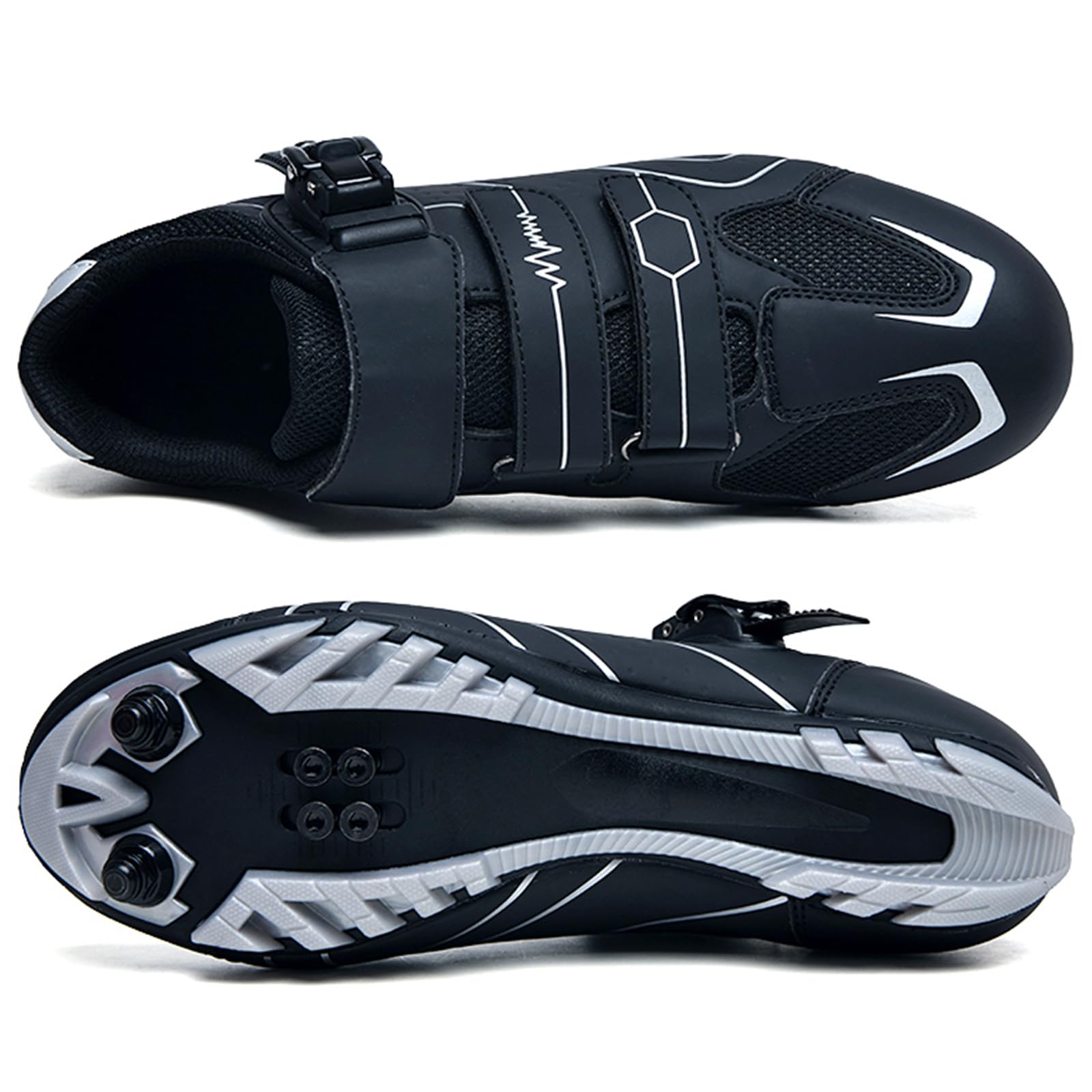 NGARY Fahrradschuhe MTB Herren, Mountainbike Schuhe kompatibel mit SPD 2 Schrauben mit Cleats, Unisex Radsportschuhe Draussen