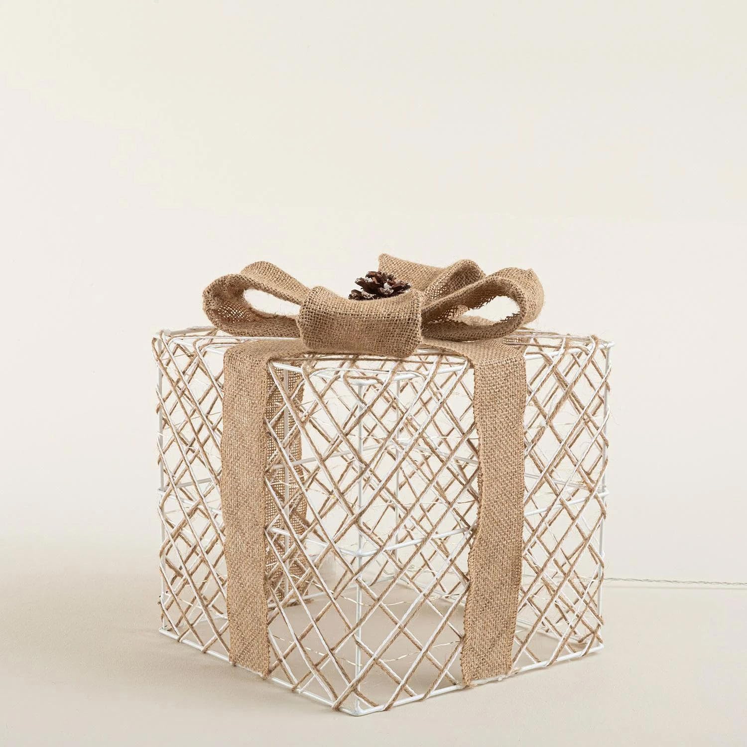 Giftbox Işıklı Dekoratif Obje 25 Cm Natural