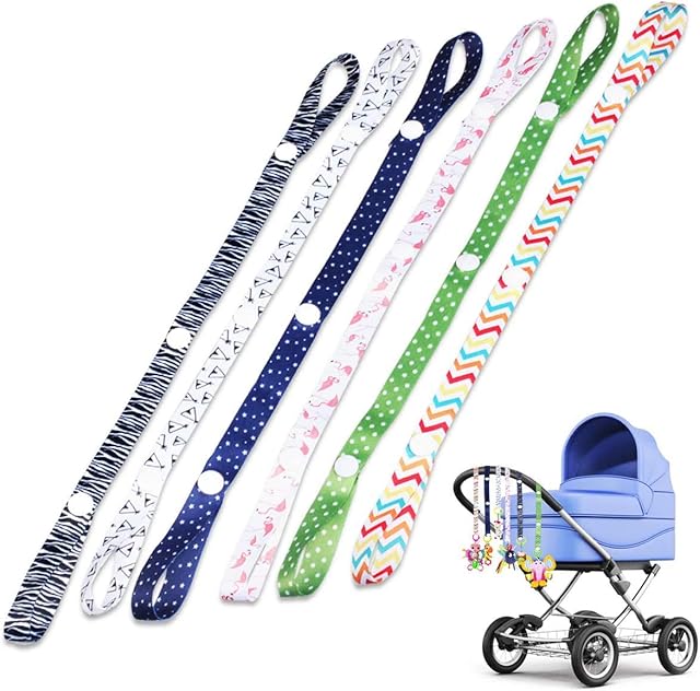 RONGRONG Baby Toy Strap Leash 6 Packs,Adjustable Stroller Pacifier Strap Hanging Toys Leash Anti-Drop Belt (6 Patterns)