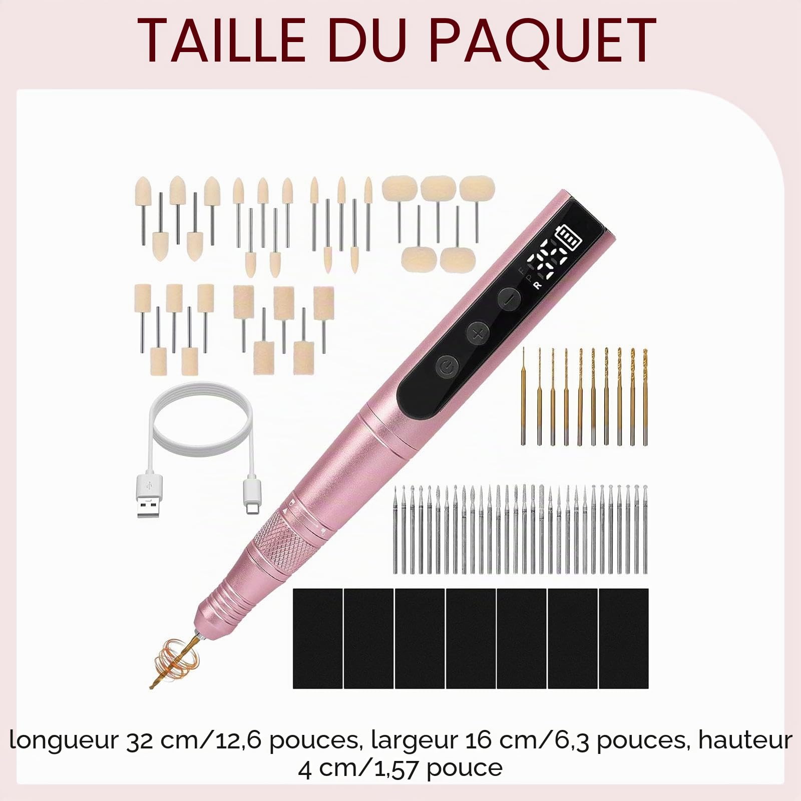MagiDeal Kit de polissage pour pâte polymère : polisseuse, ponceuse, stylo rotatif à 35 vitesses réglables, perceuse électrique pour ponçage et meulage,