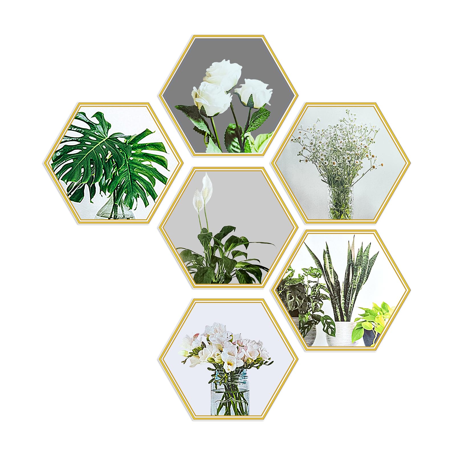 Autocollants muraux amovibles hexagonaux lot de 6 stickers salon sans trace