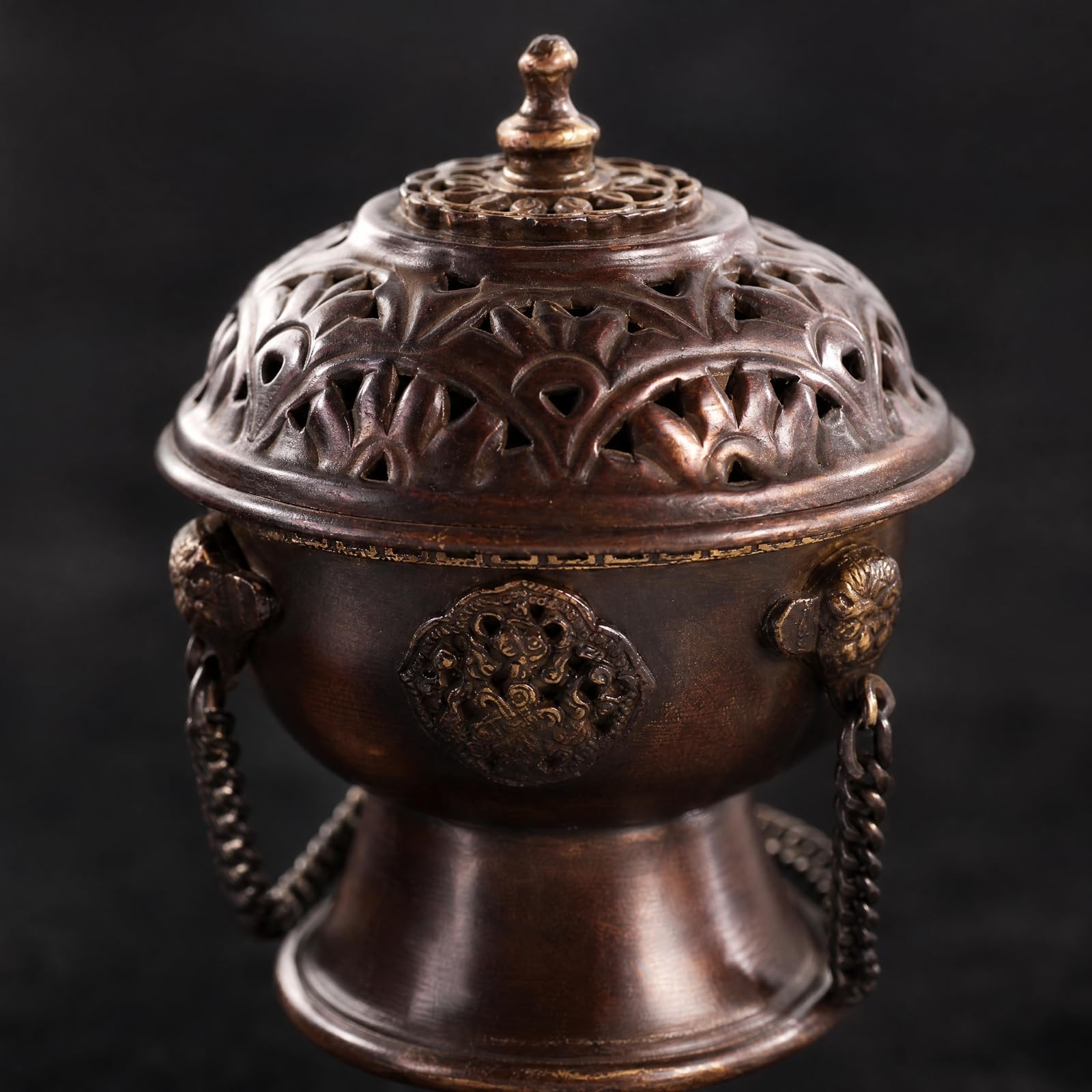 Brûleur D'encens Suspendu en Cuivre Fait Main Décoratif Encensoir Antique Suspendu Finial Pratique pr Méditation, Espace, Espace Lecture, L