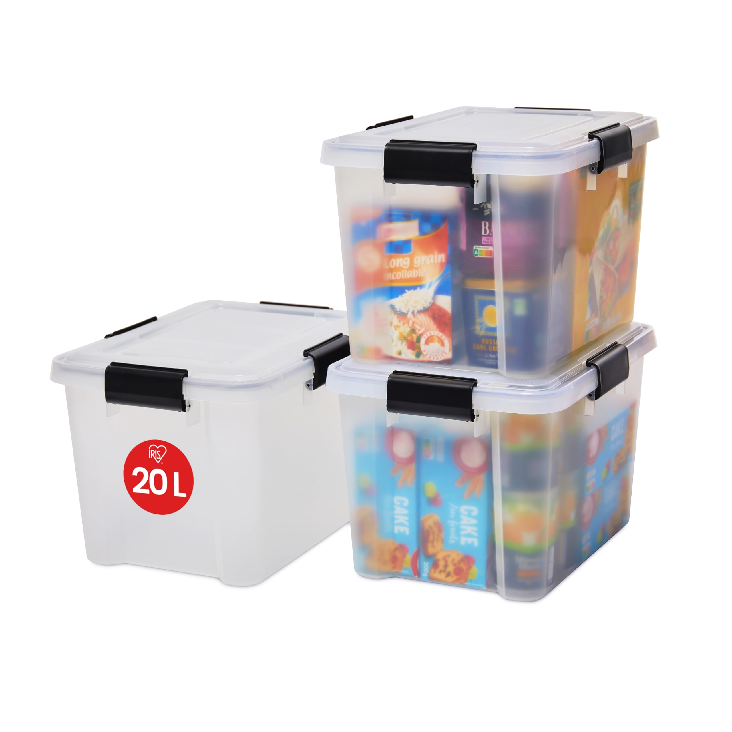 みんたす　　IRIS OHYAMA LEDLDFCL3240N 3個セット Iris Ohyama, 3'lü set, hava geçirmez saklama kutusu, 20 l, 4