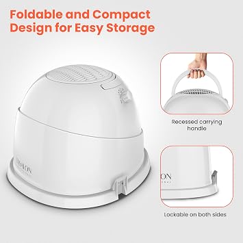 TASALON Ionic Hooded Dryer - 1875W Bonnet Dryer, 3 Heating Settings, Sit Under for Home and Salon, Portable Hair Dryer with Hood, Height Adjustable Hooded Hair Dryer- White