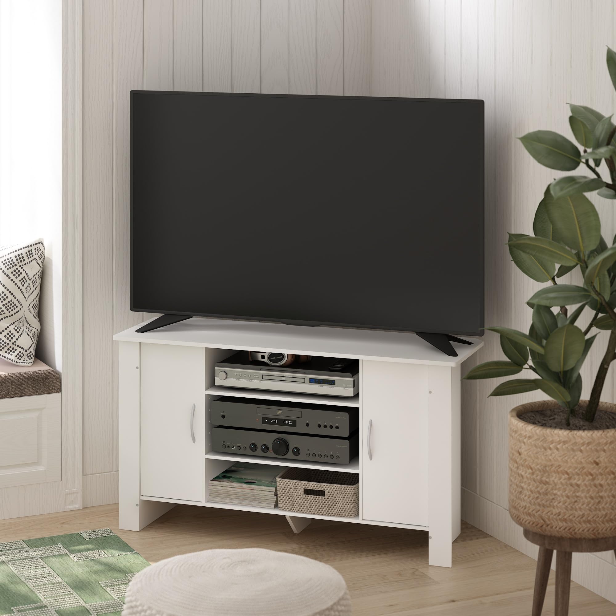 Furinno Centro di intrattenimento per Porta TV, Bianco