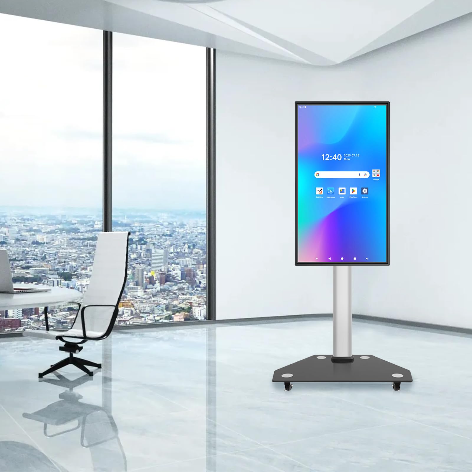 JAV Smart Board Stand per Lavagna Interattiva 32-55 pollici Girevole Supporto Mobile Regolabile in Altezza con 4 Ruote Bloccabili Design per Casa Ufficio Classe