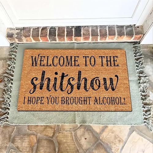 Miniatura 6 de Divertidos tapetes personalizados de bienvenida para decoración del hogar Welcome To The Shitshow Hope You Brought Alcohol de 15.9 pulgadas de ancho