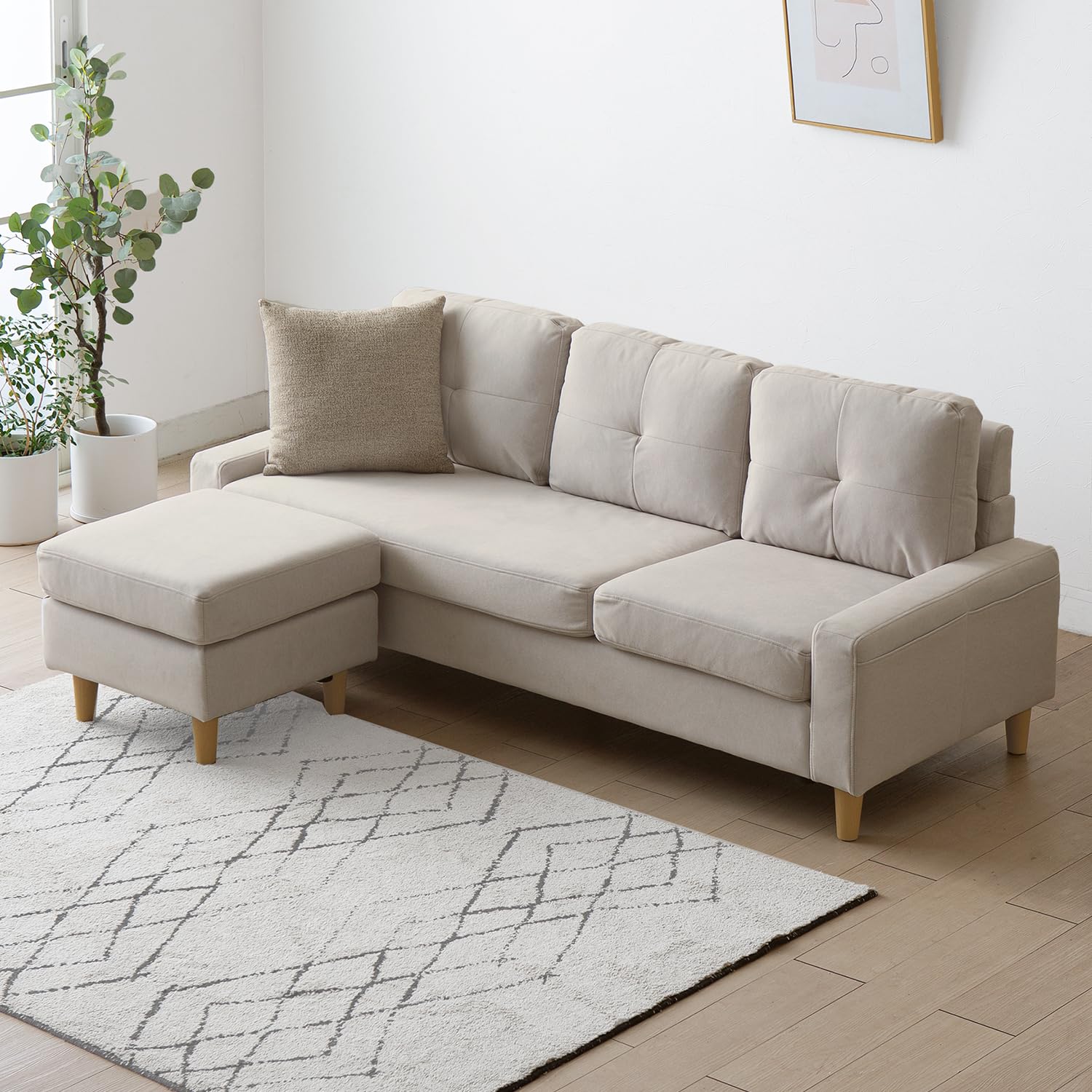 Amazon｜モダンデコ ソファー 3人掛け ペット対応 傷に強い オットマン