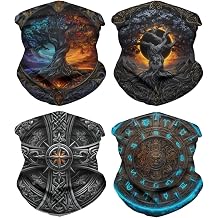 GLUDEAR 3D Print Skull Viking Face Mask UV Sun Mask Seamless Bandana Multifunctional Neck Gaiter Women Men