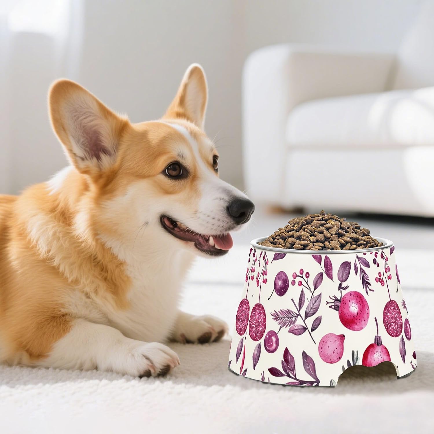 Christmas Fruits Safaris Pets Water&Food Bowls Non Skid Stainless Steel Cats Basic Bowls for Small Dogs Slow Down Eating