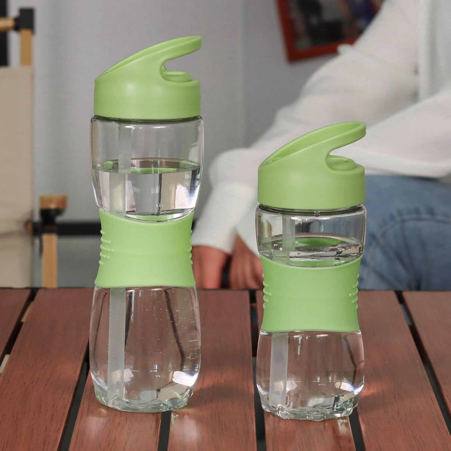 Sivaphe Clear Water Bottle with Straw 18 oz Portable Tritan Transparent Sports Drinking Bottle for School Girls Boys Green - Image 6