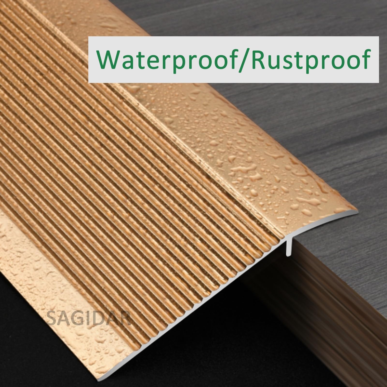 SAGIDAR Baguette Recouvrement Large 10cm, Bande Transition pour Sol Irrégulier, Surface Lisse, Facile À Installer, Convient pour Une Pente De Seuil De 1.5-4.5cm, Raccordement D'espace