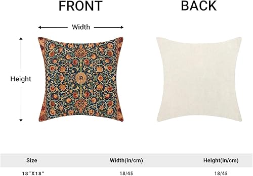 Miniatura 6 de Juego de 2 fundas de almohada florales bohemias de 18 x 18 pulgadas, diseño de flores de William Morris, fundas decorativas para sofá, cama,