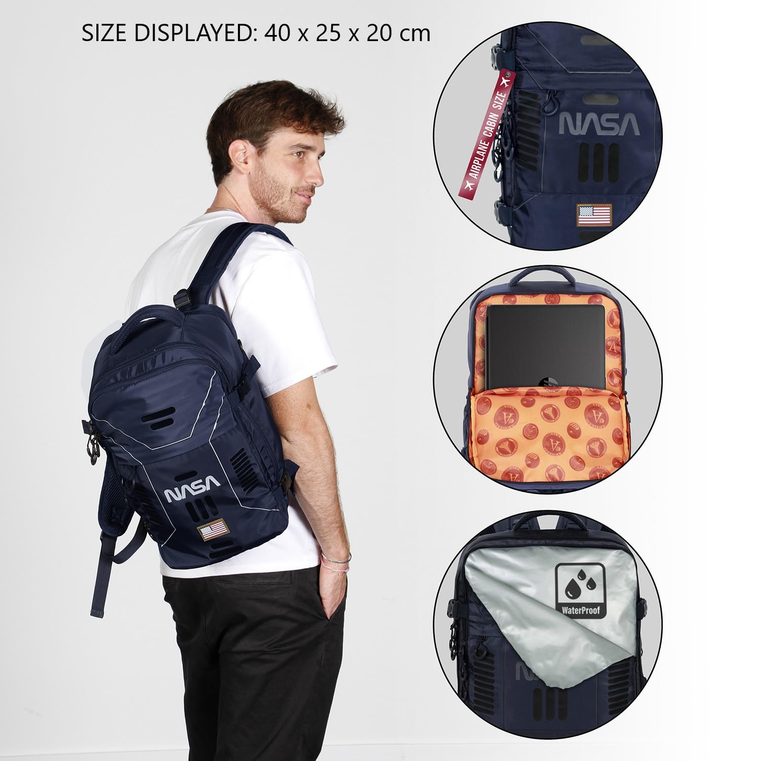 Karactermania Plecak unisex Mercury Nasa Cabin Bag (1 szt.), Niebieski NASA, Underseat 40x20x25cm, Plecak Mercury