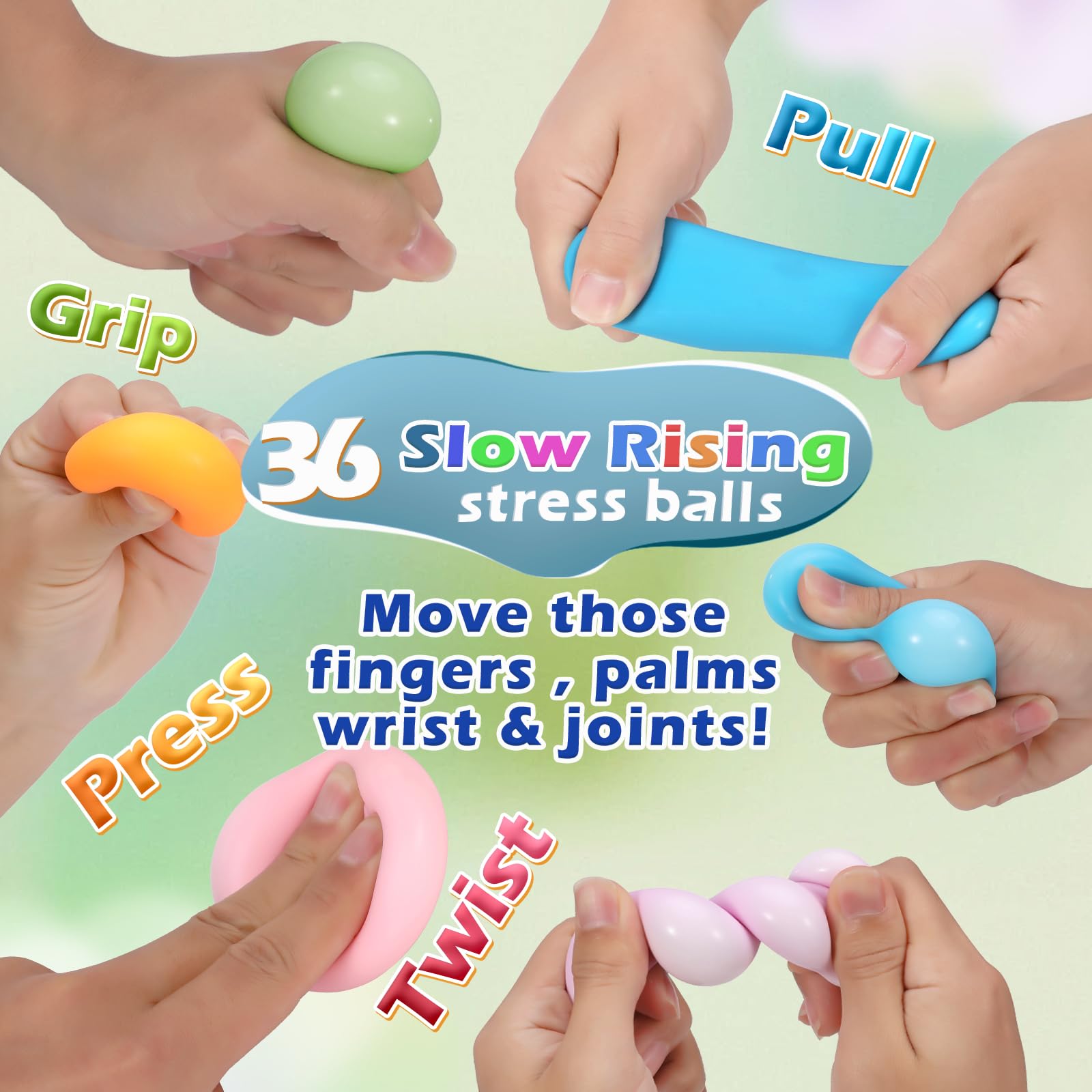 36 PCS Stress Balls for Adults and Kids Fidget Toys Party Bag Fillers for Kids Squeeze Balls Sensory Fidget Toy Soft Squishy Ball for Anxiety Stress Relief - Image 3