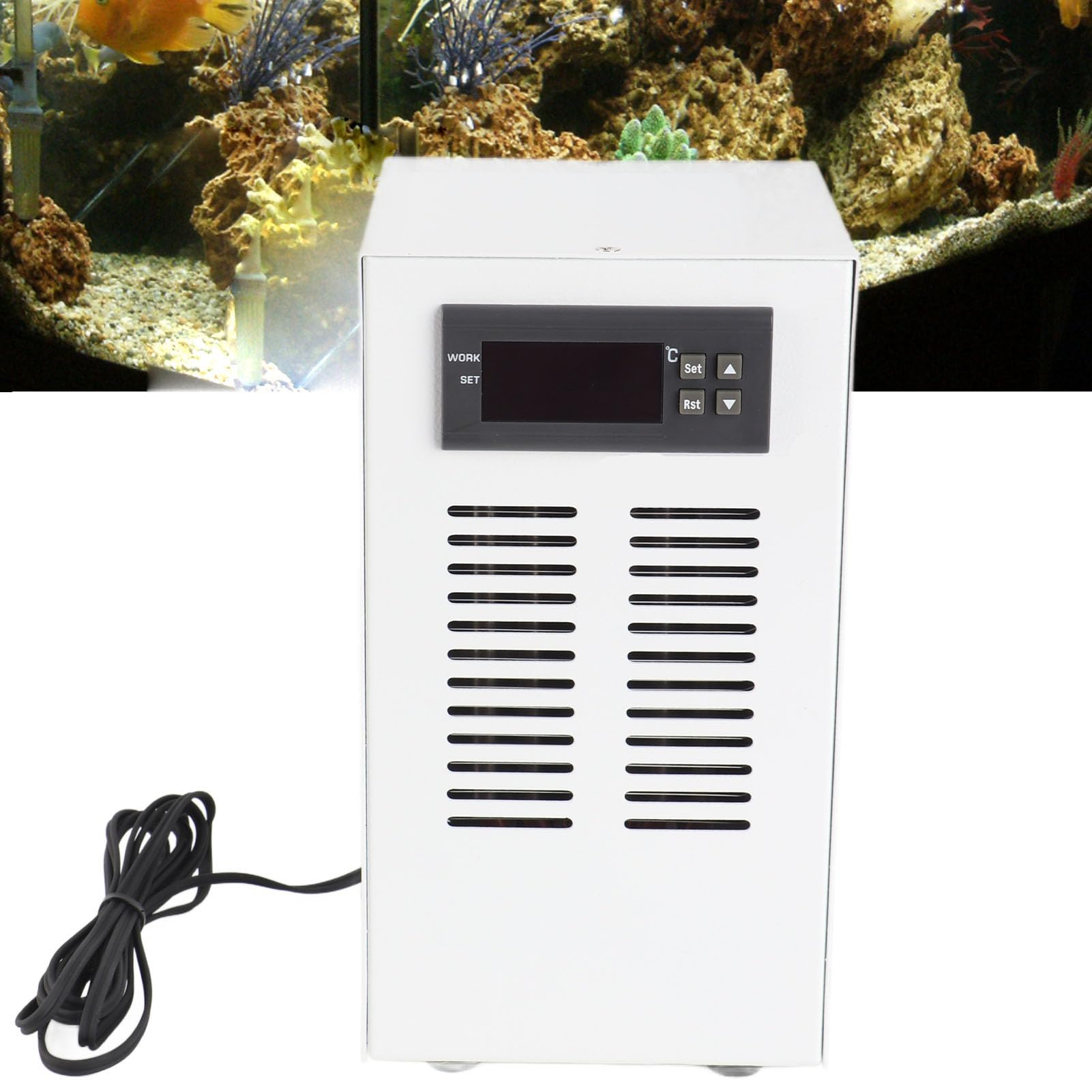 VBESTLIFE Enfriador de Acuario de 72 W, Enfriador de Agua para Pecera, Enfriador de Pecera de 50-104 °F, Enfriador de Temperatura Constante de bajo Ruido de 3 L/min para Tanque de Agua ≤20