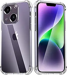 USTIYA Capa para iPhone 14 Plus 6.7" Capa de Uso Resistente, Bumper de Absorção de Choques em TPU Transparente, Protector da Câmera, com Espessamento nas Quatro Pontas da Carcasa.