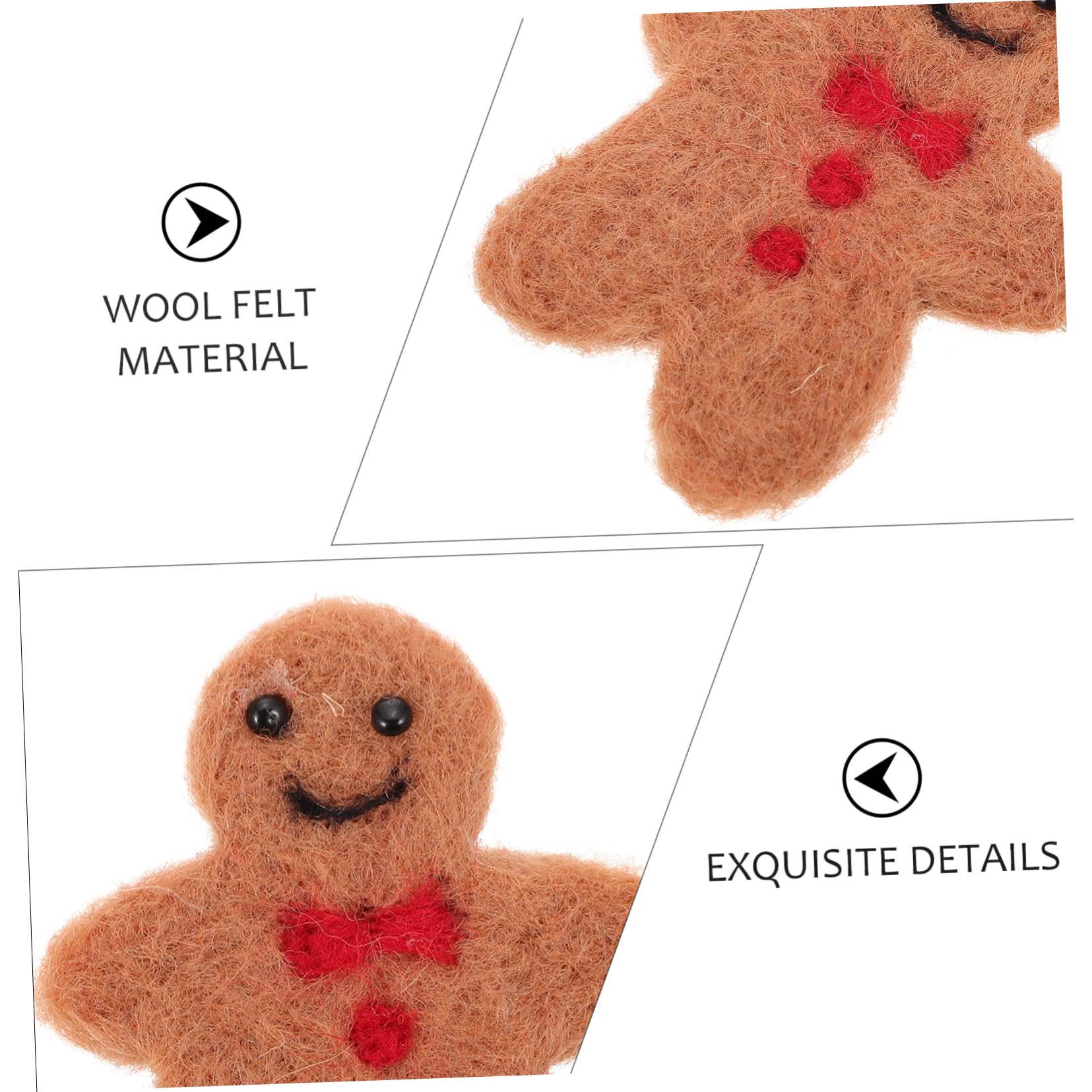 COHEALI 30 Piezas Colgantes de Hombre de Jengibre de Fieltro para Diy Decoración Navideña Mano Accesorios para Adornos y Manualidades Figuras Graciosas para Cabello y Ropa