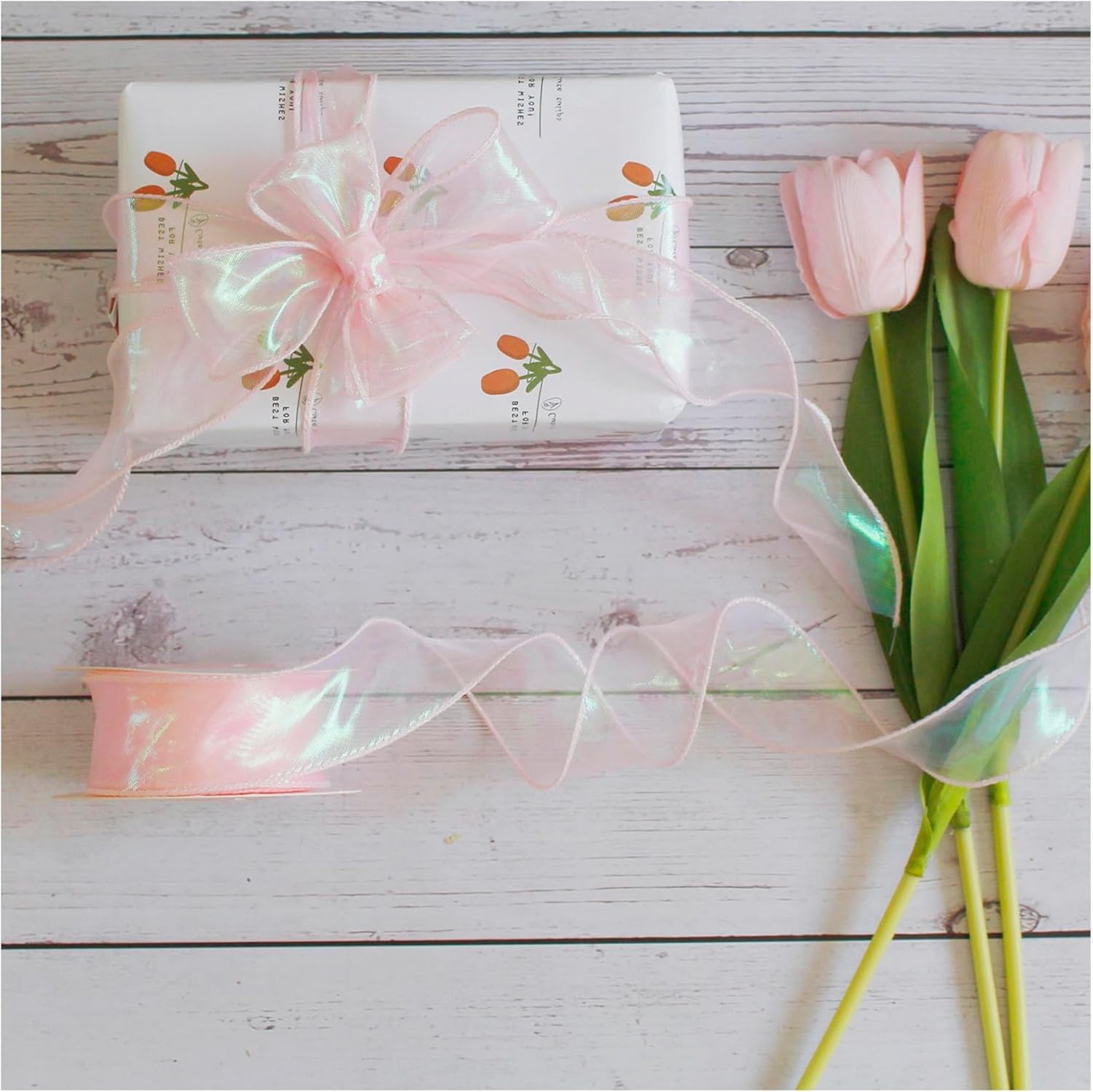 Bits & Bobs | Laser Organza Ribbon 1.5 Inch Wide 10 Yards for Gift wrap Bow DIY Craft Bouquet Wreath Baking Baby Shower Wedding Parties Valentine Christmas Tree Decoration (Pink)-image-14