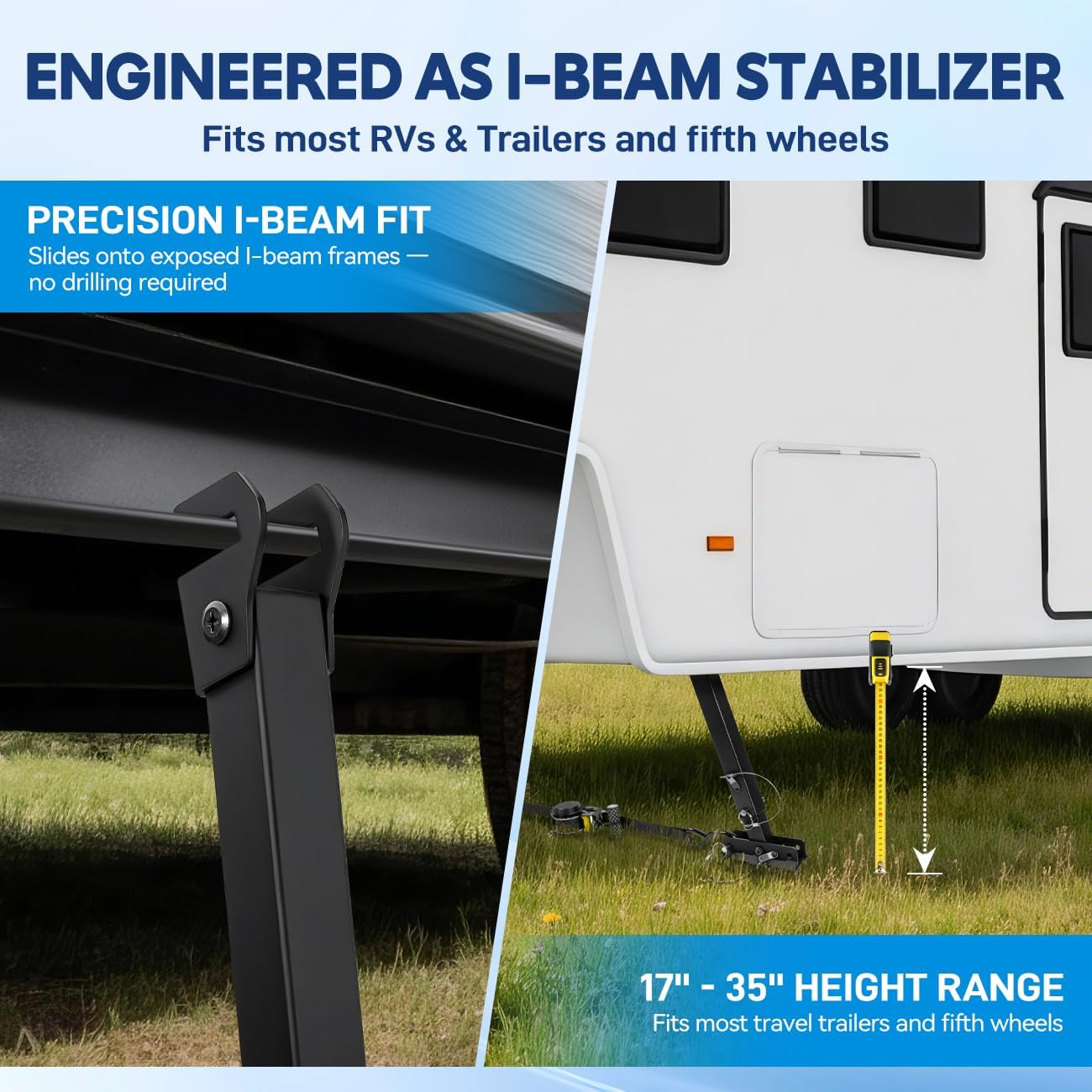 RV I-Beam Frame Mount Stabilizer Bars for Travel Trailer Camper Heavy-Duty
