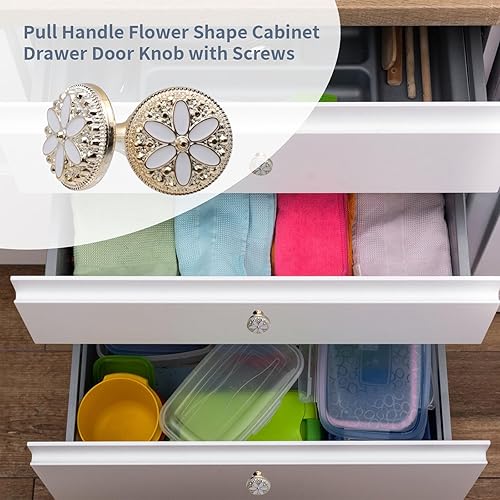 Miniatura 3 de Bitray Pomo de puerta de cajón con forma de flor con tornillos, paquete de 20 unidades