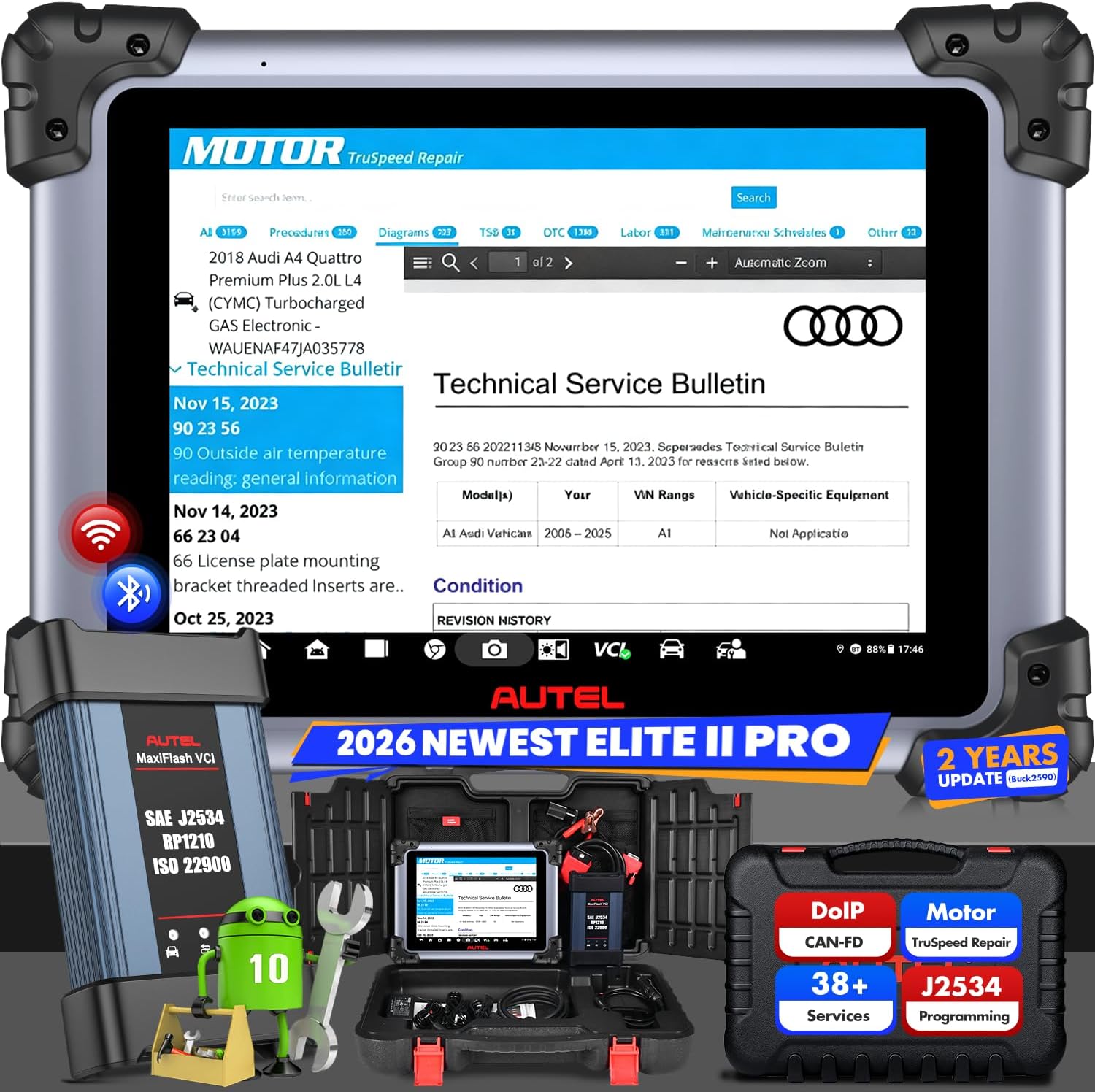 Autel MaxiSys Elite II PRO Scanner, 2026 2-Year Free Update [$2590] Elite 2 PRO, J2534 Programming Coding as MSUltra MS919 MS909 UP of MK908P, Motor TruSpeed, 40+ Reset, 3K+ Bidirectional, DoIP CAN FD