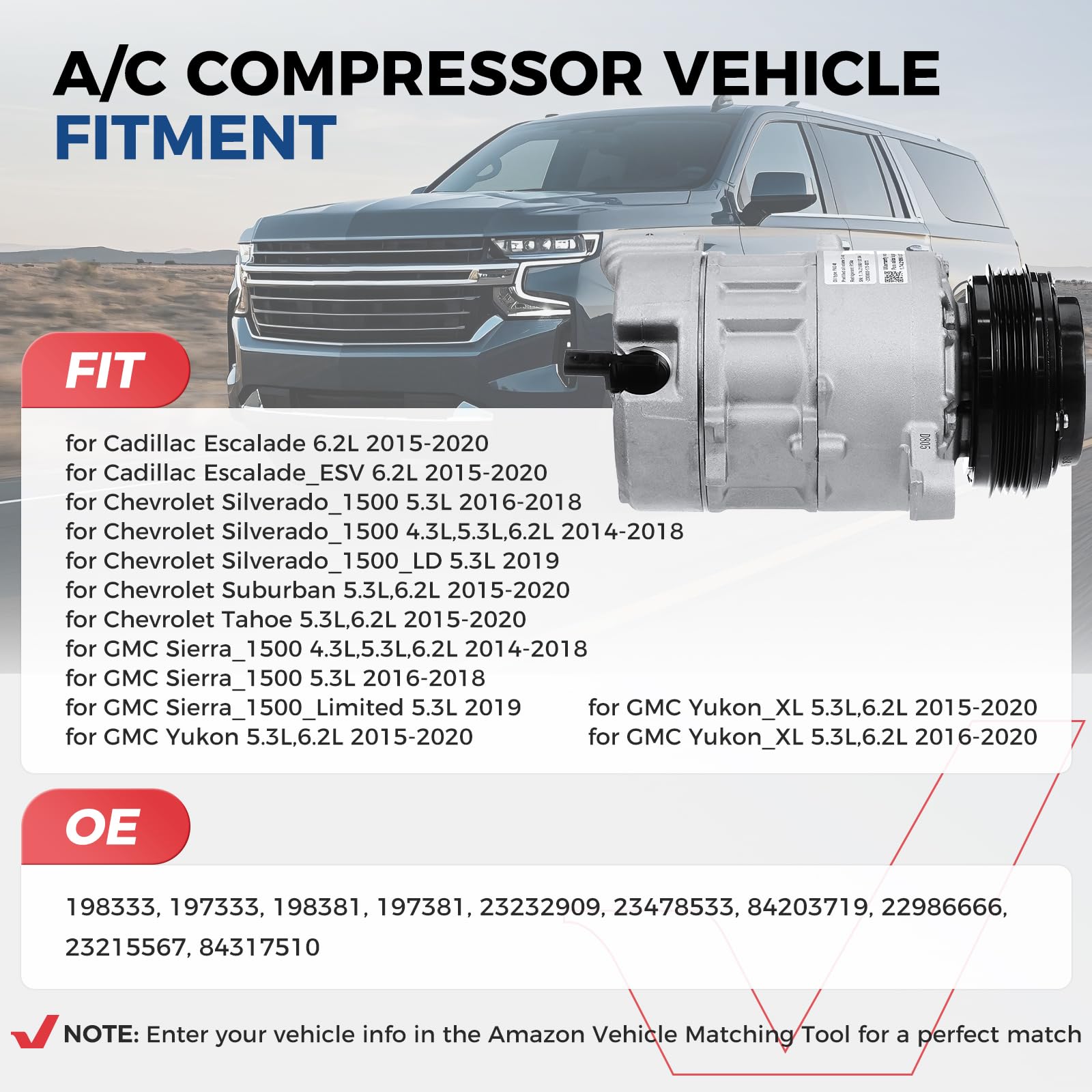 Kit De Compresor De Aire Acondicionado Para Chevy Silverado