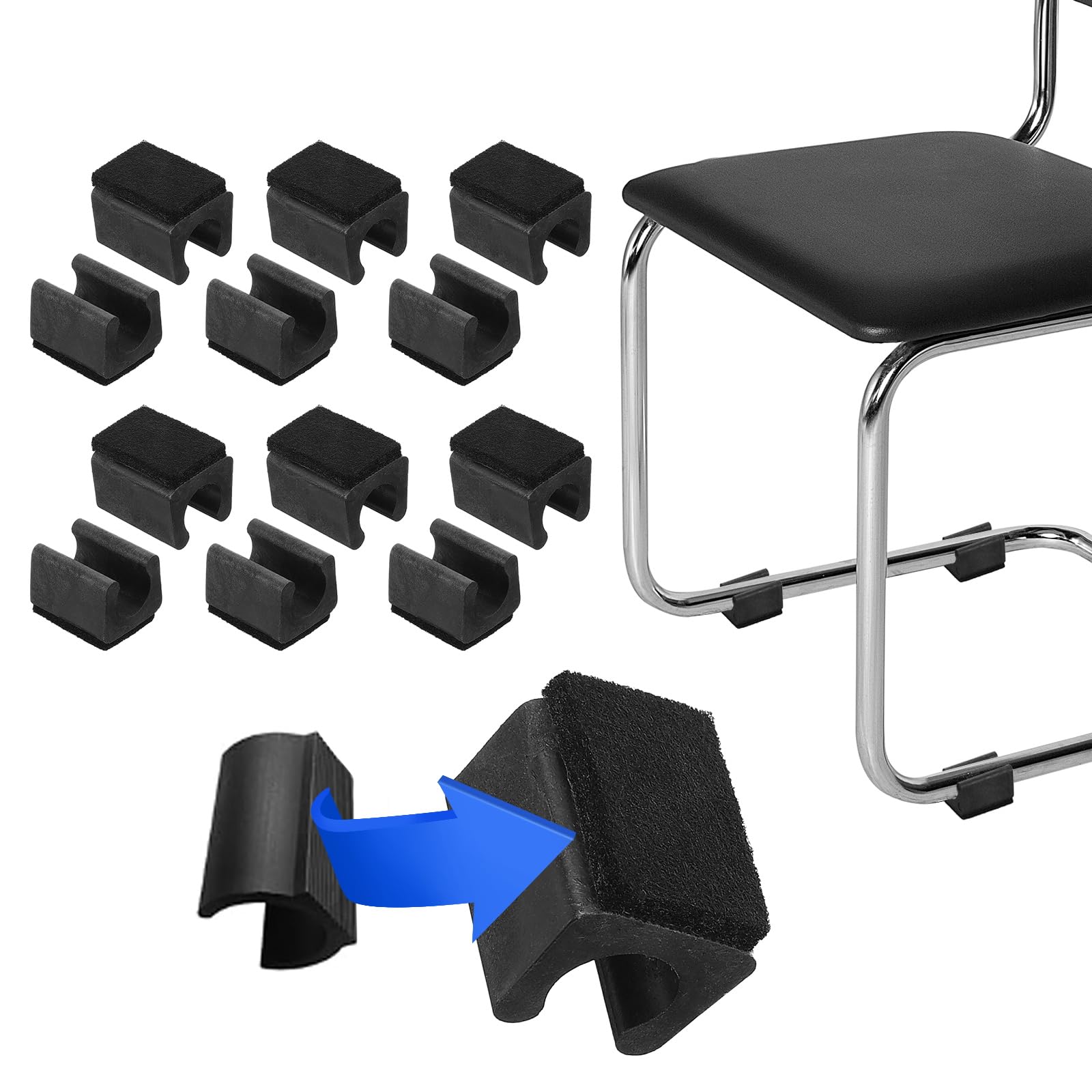 PATIKIL Rectangle U Shaped Chair Leg Tips Caps with Felt Pads