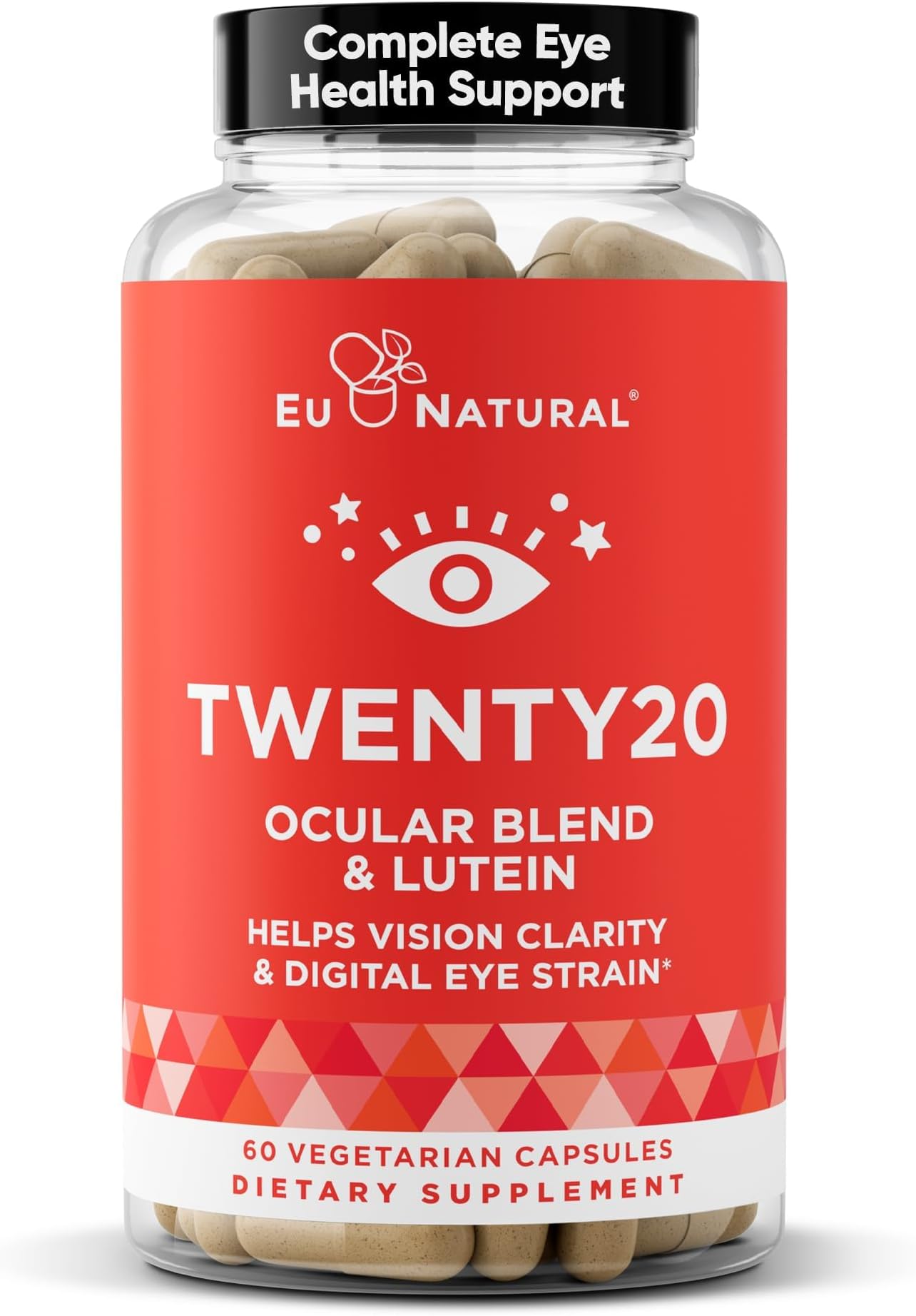 Eu Natural Twenty20 Eye Vitamins – Macular Health, Eye Strain, Dry Eye and Vision Health – Lutein & Bilberry Extract – 60 Soft Capsules