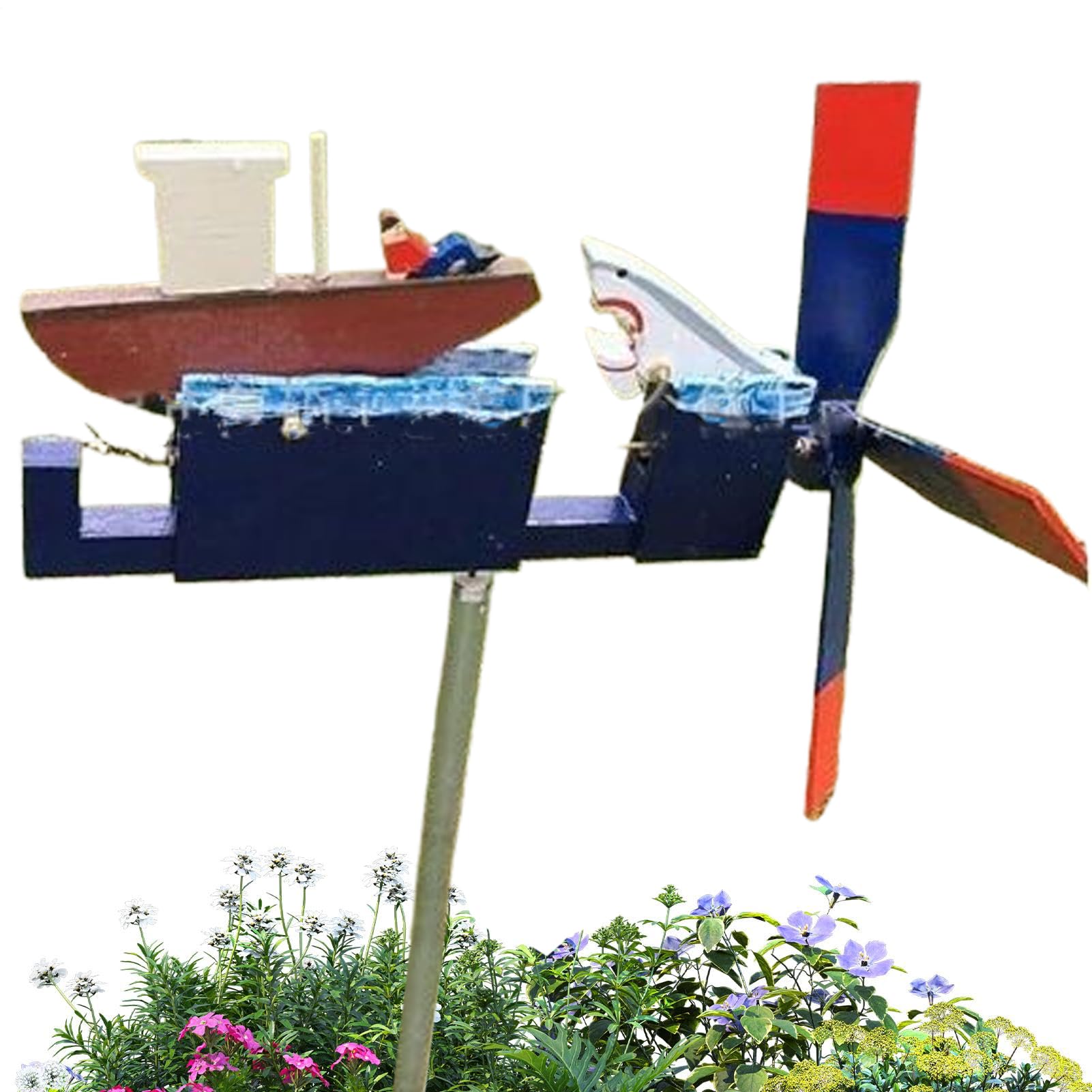 Wiatrak z bia?ego rekina, Ja-ws Disaster Whirligig, Yard Art Wind Spinner, ?wietny prezent, szeroki zakres zastosowa?, 150 g, podwórko, trawnik i do u?ytku zewn?trz