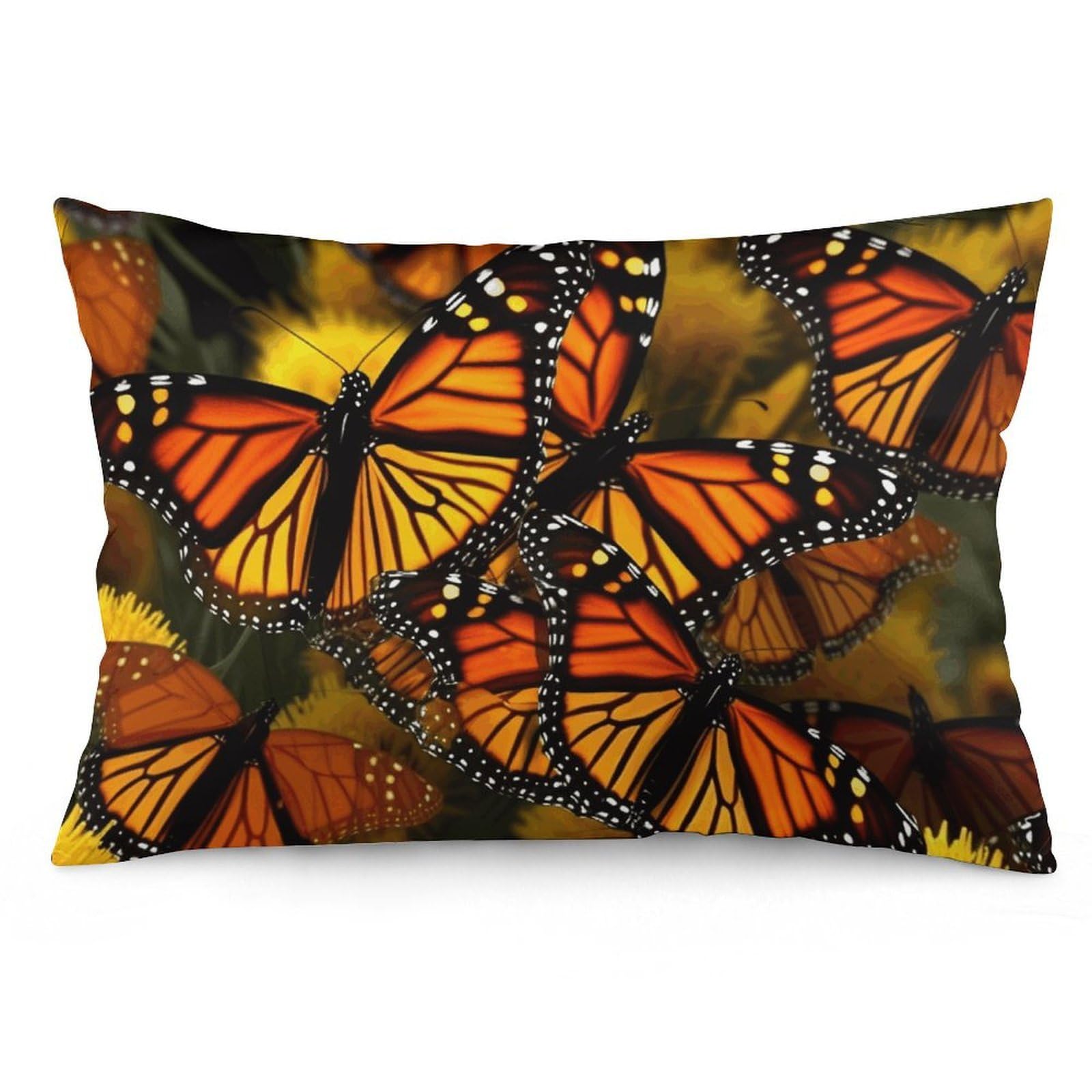 2 Pack Pillow Cases for Hair and Skin, Soft Breathable Pillow Case Covers with Hidden Zipper, Monarch Butterflies Pillowcase 16 "x24 Pillow Covers for Sleeping Gift