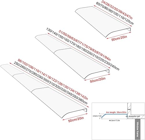 Miniatura 3 de Toldo para ventana, toldo para puerta delantera al aire libre, patio, cubierta de policarbonato silenciosa, protección contra la lluvia y la nieve,
