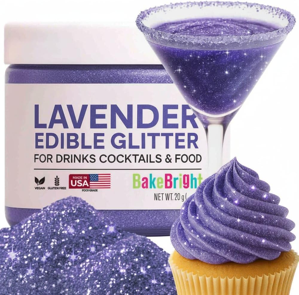 Purple Edible Glitter for Drinks | Premium Edible Glitter for Cakes, Cocktails, Purple Cake Decorating Decorations Food Grade, Vegan, Kosher, Halal, Gluten Free - Made in USA