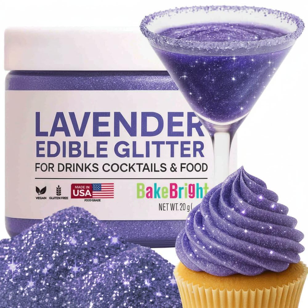 Purple Edible Glitter for Drinks | Premium Edible Glitter for Cakes, Cocktails, Purple Cake Decorating Decorations Food Grade, Vegan, Kosher, Halal, Gluten Free - Made in USA