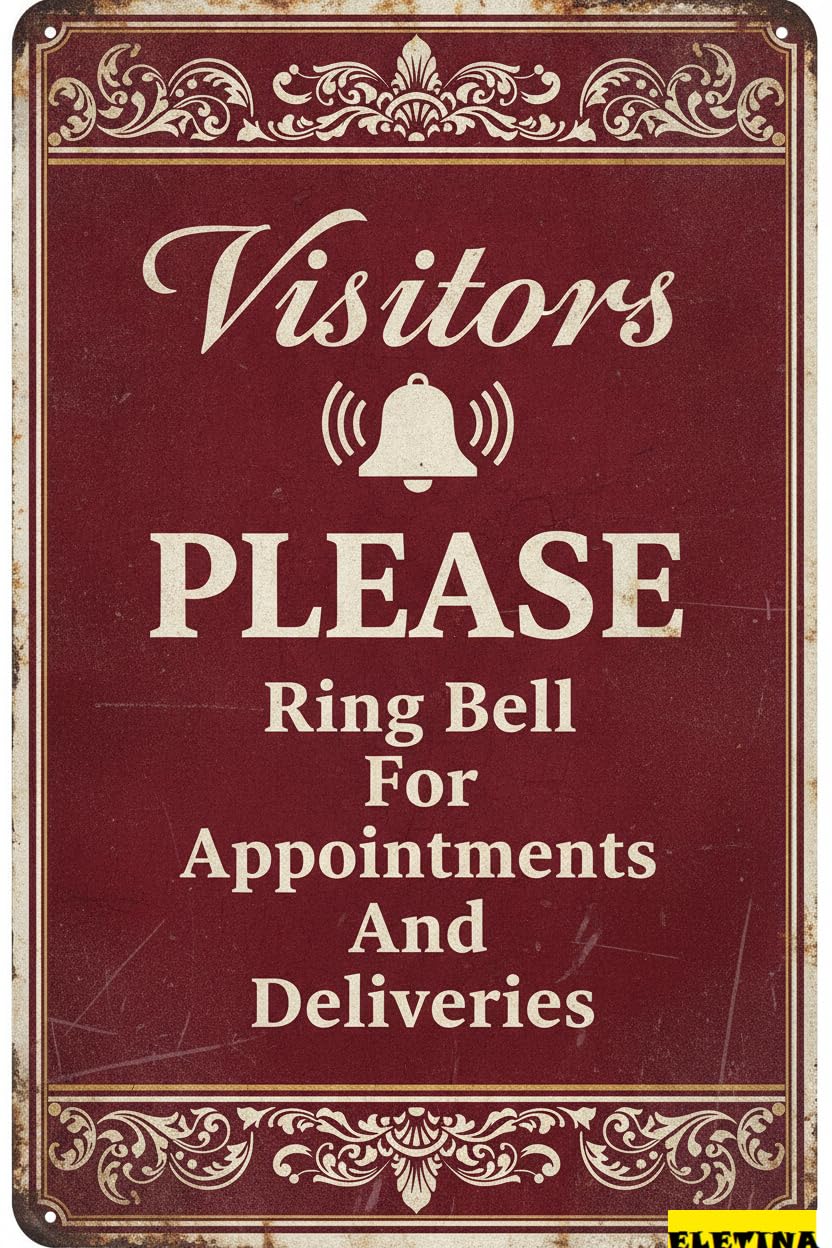 Personalized Sign for Man Cave Tin S Home Wall Decor - Metal 12 X 8 In. Visitors Please Ring Bell Appointments And Deliveries Private Property Decorative