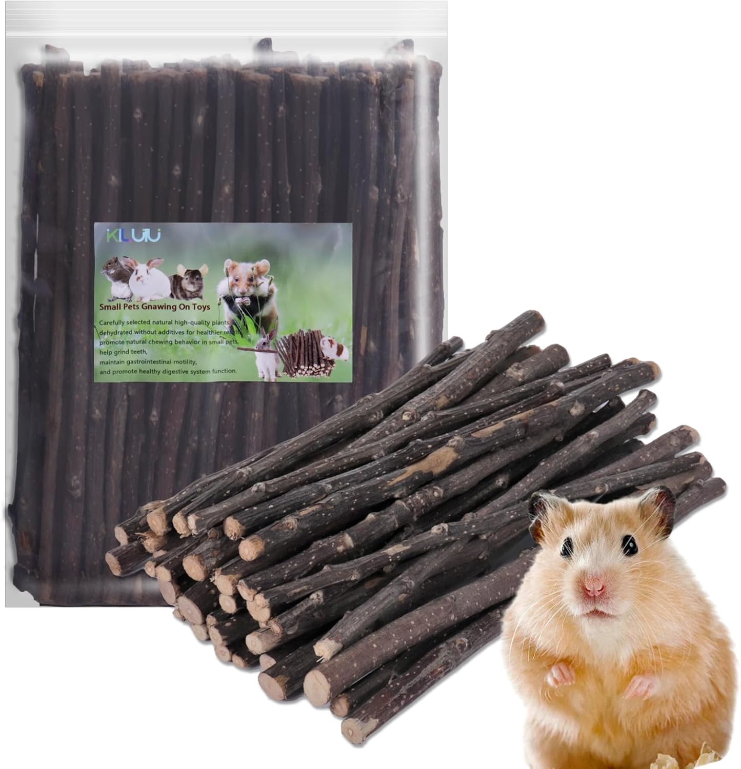 Natural Apple Wood Chew Sticks, for Rabbits, Hamsters, Chinchillas, Guinea Pigs – Small Animal Dental Toys, Safe Untreated Teeth Grinding & Boredom Relief, Rodent Molar Health (120g)