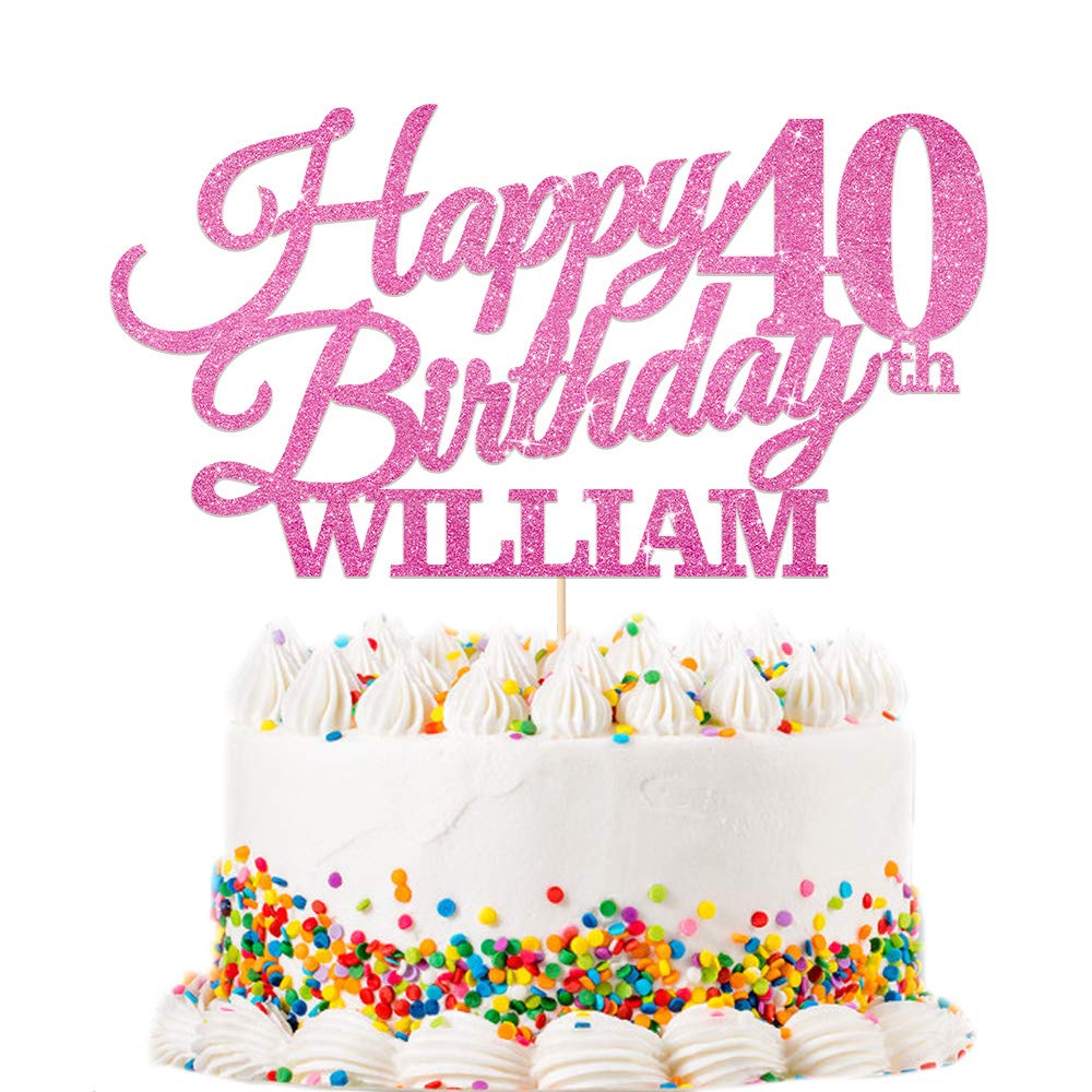 EDSG Personalised Happy Birthday Cake Topper - Custom with Any Name Any Age 16th, 18th, 21st, 30th, 50th, 60th, 80thοΌ 90th Cake Decoration - Multicolours Double Sided Glitter Paper Hand Finished in UK